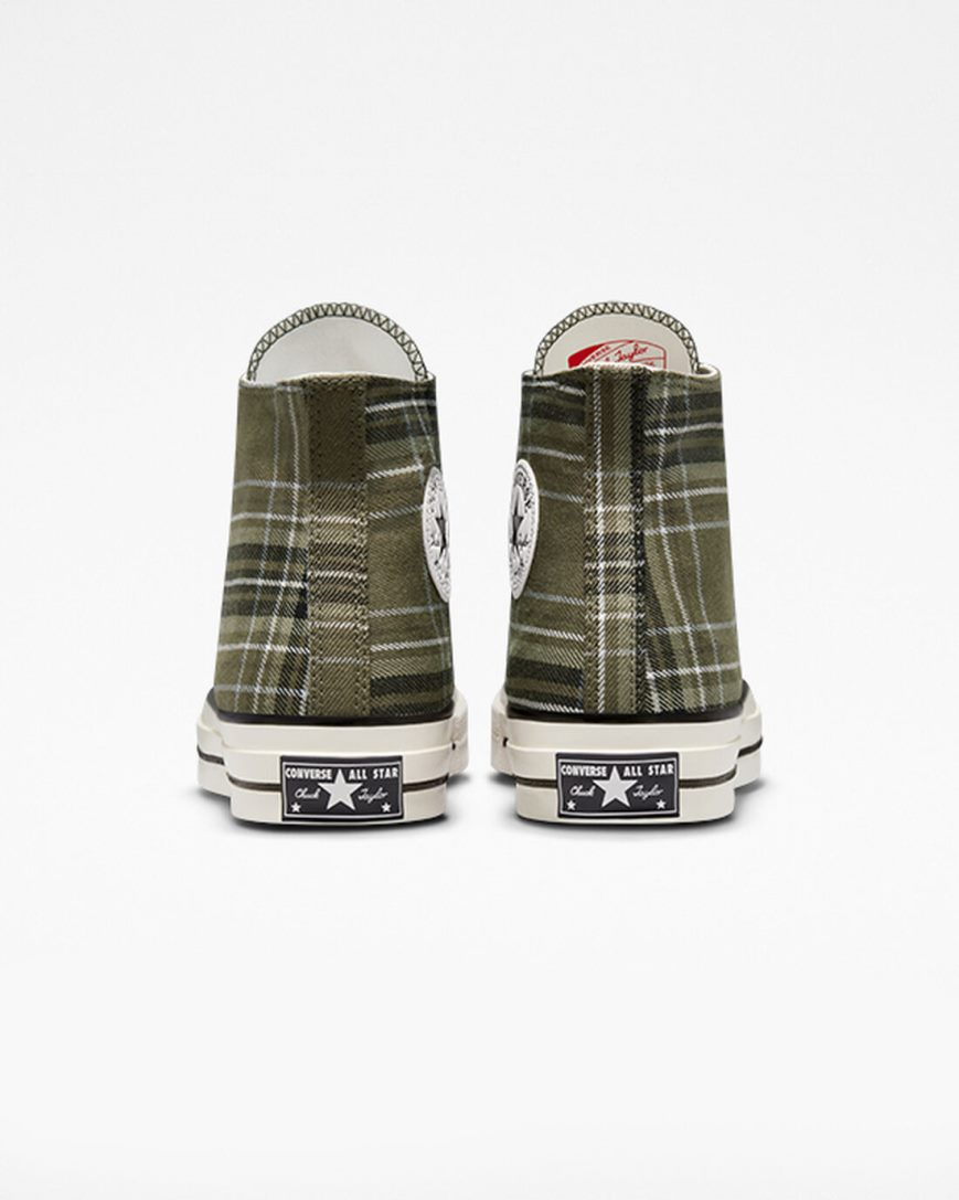 Dámské Boty Vysoké Converse Chuck 70 Tartan Olivy Zelené Černé | CZ LZJT67